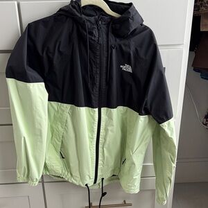 The North Face Two-Tone Black and Light Green Windbreaker